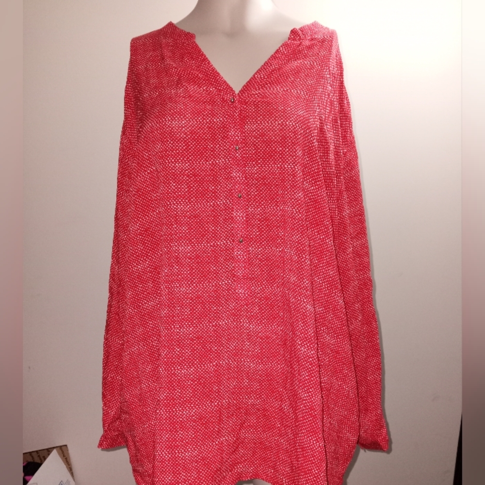 Grand and greene red geometric print long sleeve blouse size extra large